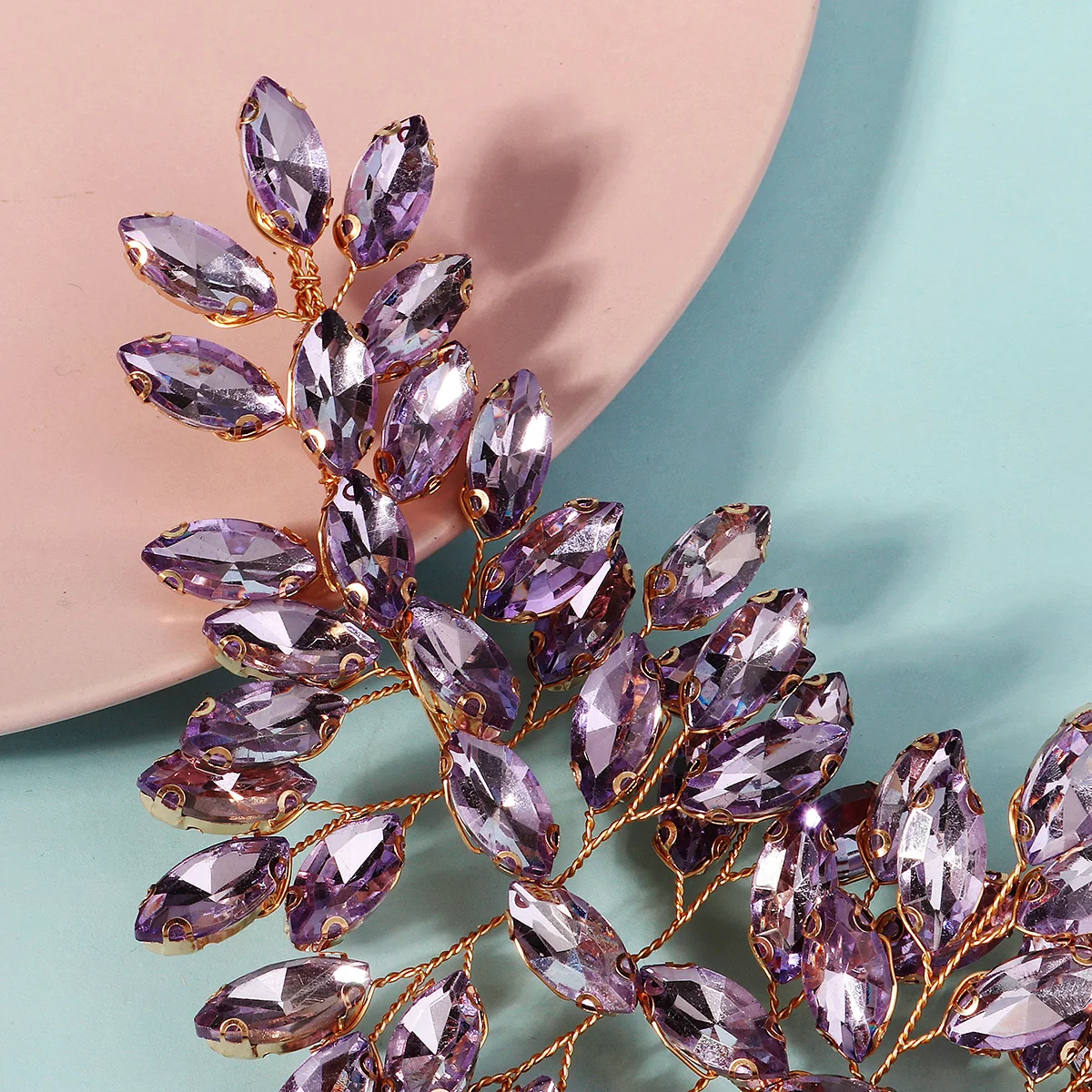 Romantic Lavender Purple Hairband Sweet Goddess Style Luxury Crystal Wedding Hair Accessories Headband Hair Jewelry Bridal