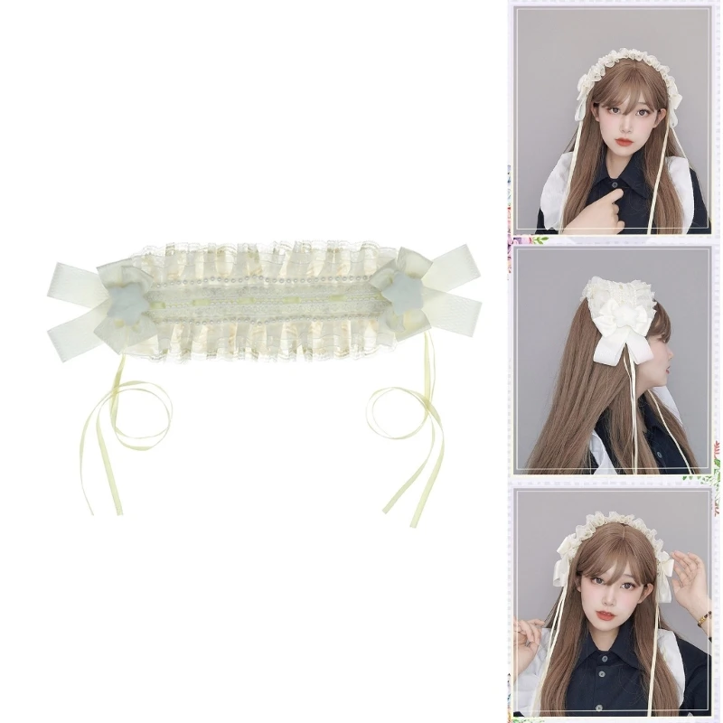 

Delicate Headband Pleated Lace Girls Taking Photo Hair Hoop Maid Costume Props