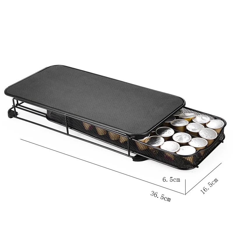 40 pcs Pods Coffee Pod Holder Storage Drawer Coffee Capsules Organizer for Nespresso Armoured Glass Shelves Capsules Organizer