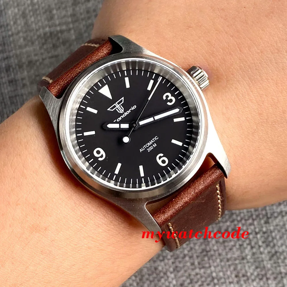 新品 Tandorio パイロットウォッチ ステン無垢 セイコー NH35A Tandorio NH35A Automatic 39mm Pilot 200m Waterproof Sapphire