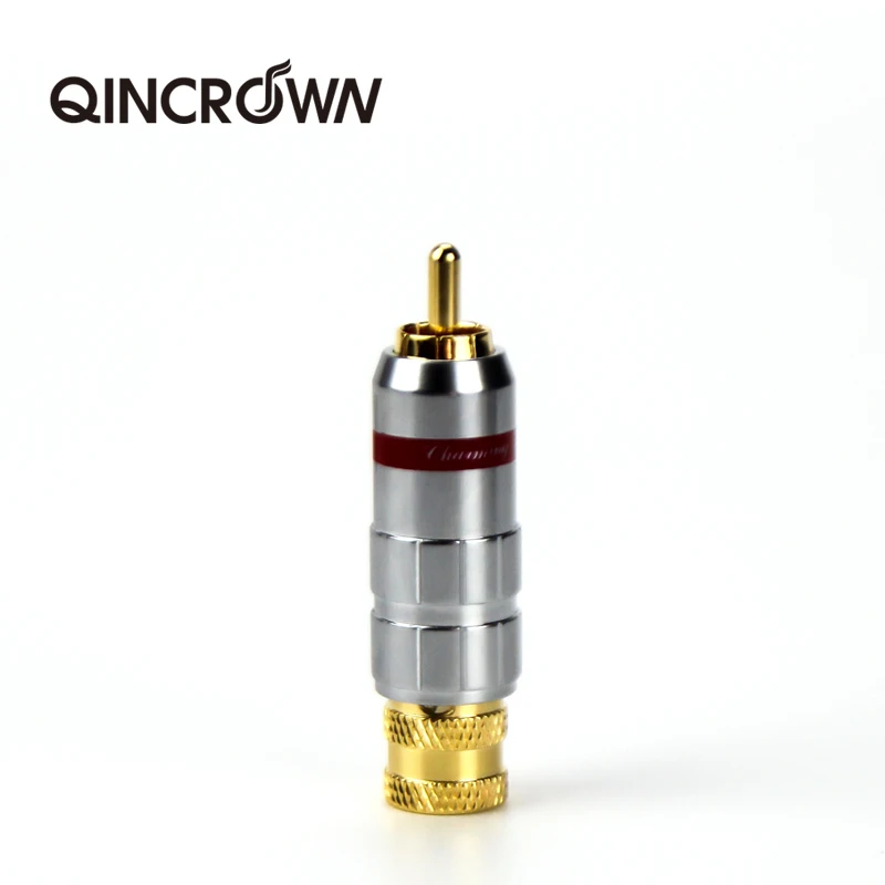 QINCROWN CMC 금도금 RCA 플러그 오디오 로터스 라인 플러그 9MM 홀 DIY 신호 라인 커넥터