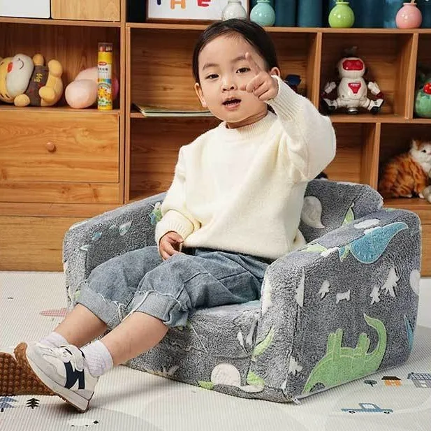 Kids Sofa, Comfy 2-in-1 Toddler Couch Fold Out, Convertible Sofa to Toddler Lounge Chair for Boys and Girls