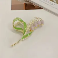 1PCS Bell Orchid Flowers Super Fairy Temperament Hair Accessories, Large Premium Feeling Scratch Clip, Autumn Hundred Shark Clip 5