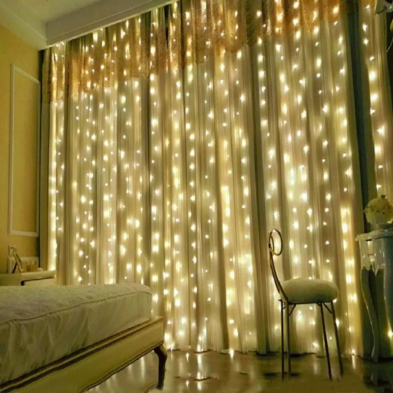 Description Picture 3 of itemCurtain LED String Lights Garland USB Festoon Remote Control Fairy Garland Light for Bedroom Wedding Party Christmas Decoration