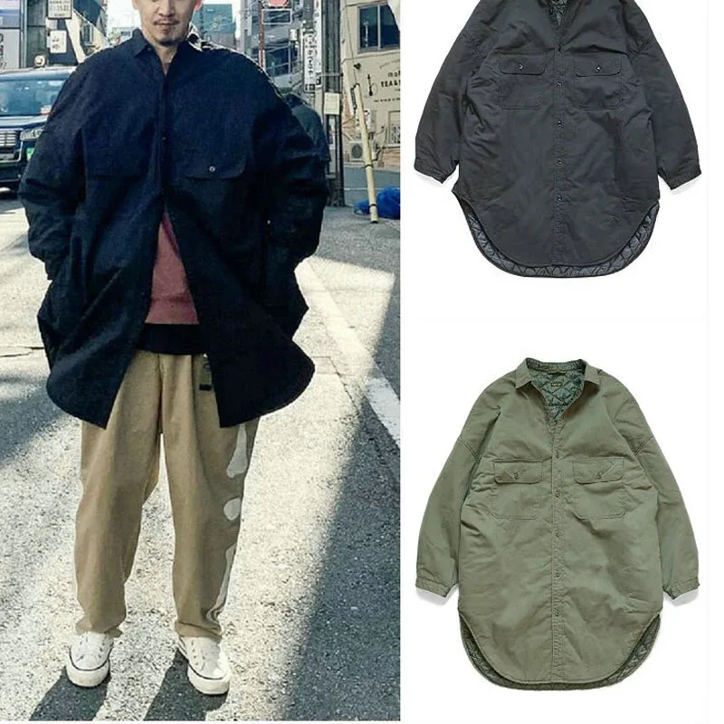 New Arrival Vintage KAPITAL Simple Mid Length Loose Cotton Jacket for Men Casual Thick Winter Oversized Parka Coat Japan Style