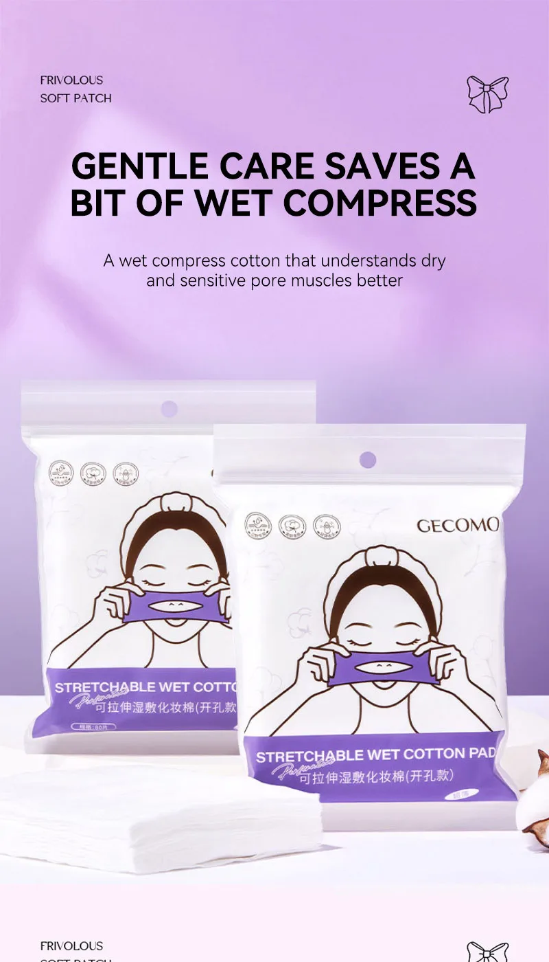 Description Picture 2 of itemGECOMO Perforated Stretchable Cotton Pads — Skin-Fitting, Ideal for Facial Masks, Makeup Removal, and Skincare Routine