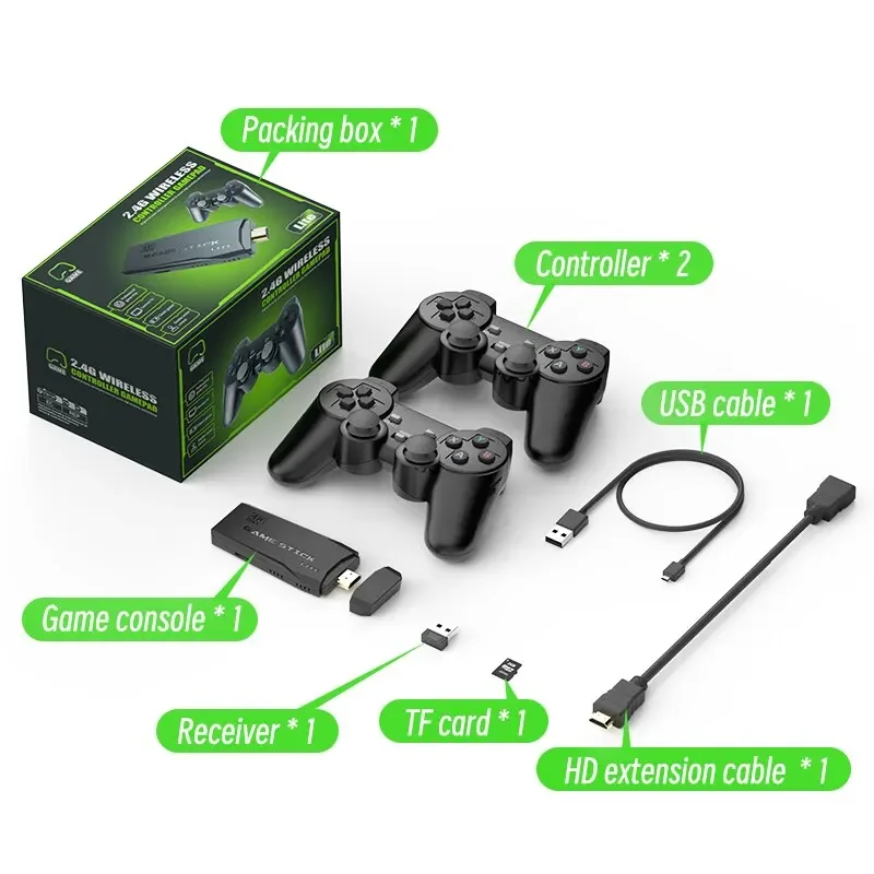 DATA FROG 레트로 비디오 게임 콘솔, 2.4G 무선 콘솔 게임 스틱, 4k 20000 게임, TV용 휴대용 M8 게임 콘솔