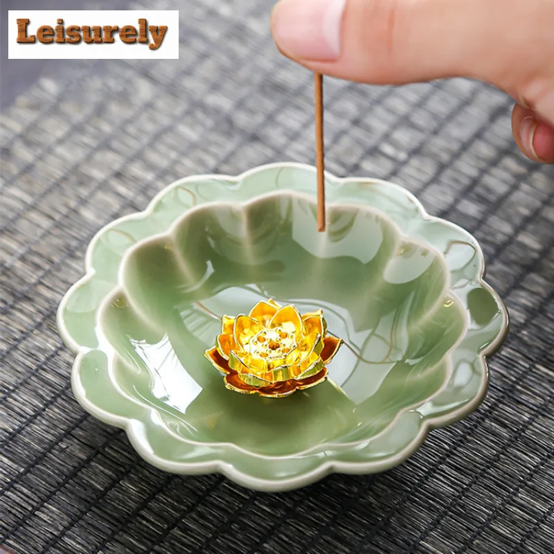 Four Seasons Flower Plate Incense Holder Handmade Mist Smoking Steamers Incense Burners Meditation Censer Buddhism Craft Gift