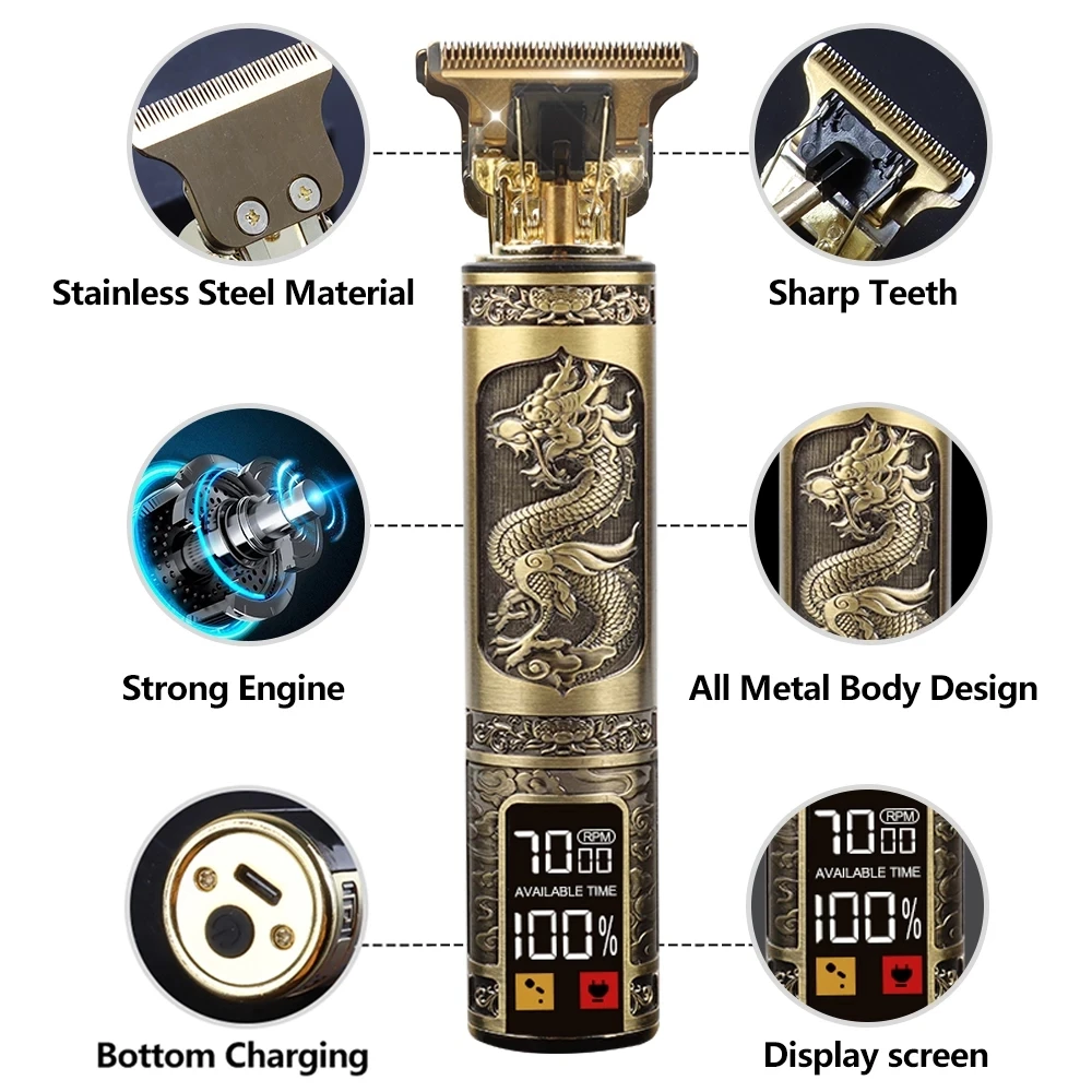 2023 T9 0mm Professional Hair Clipper Beard Trimmer Electric Razors Men Hair Shaver Beard Barber Hair Cut Cutting Machine 6