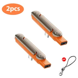 Type - C Fast Charging Adapter with Foldable Holder - 240W USB - C Converter (Orange - 2pcs)