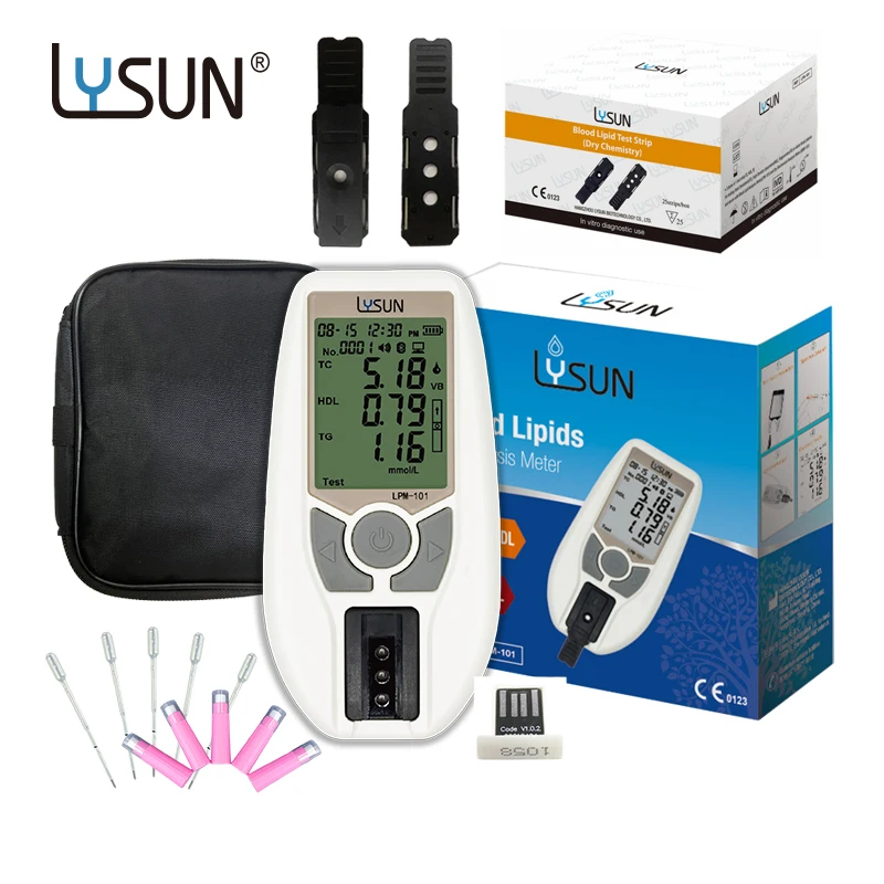 LYSUN LPM-101 3in1 Cholesterol Analysis Meter Blood Lipid Analyzer Meter Total Cholesterol/HDL Cholesterol/Triglyceride Monitor