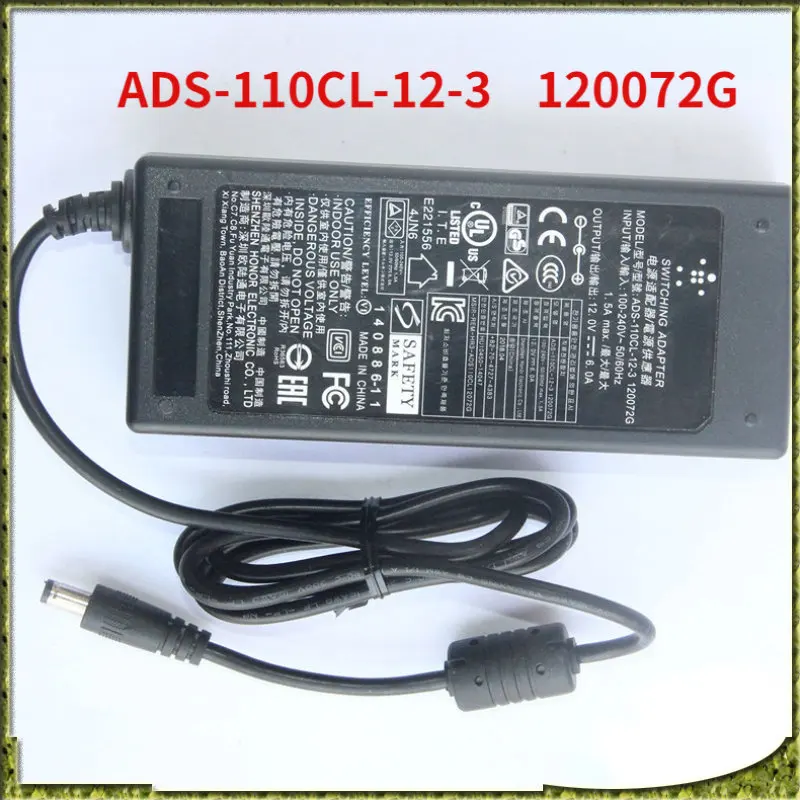 

ADS-110CL-12-3 Power Supply 12V 6A 72W Power Adapter ADS-110CL-12-3 120072G 5.5*2.5mm AC100-240V 50/60HZ Switching Adapter