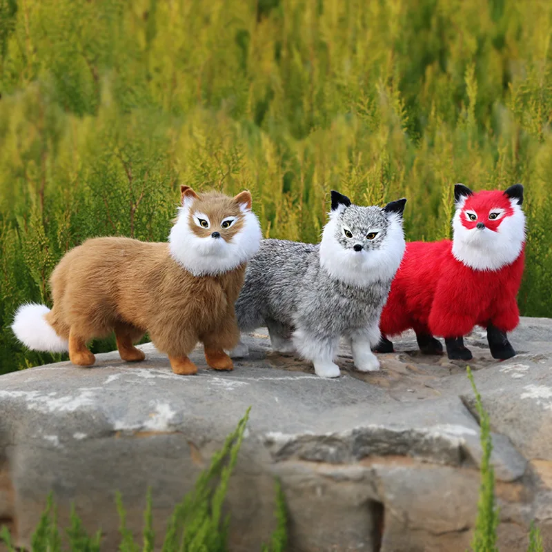 

White Black Red Yellow Fox Simulation Fox Model Plastic&furs Craft Home Desk Decoration Ornaments Toy Gift d0896