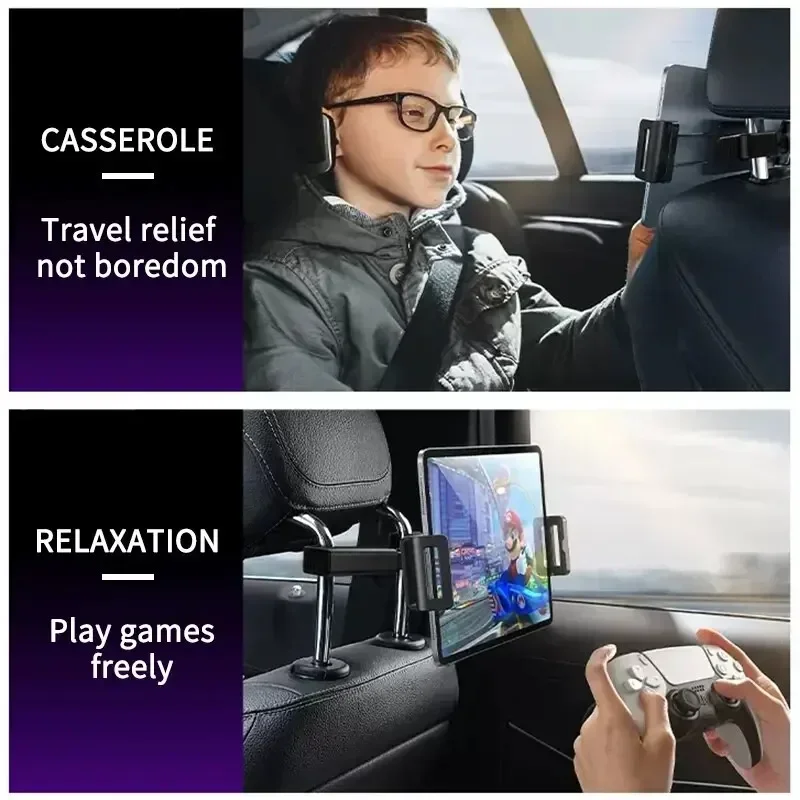 Phone Holder Telescopic Car Rear Pillow Phone Holder Mount Tablet Car Stand Seat Rear Headrest Mounting Bracket for Phone Tablet 4-12.9 Inch