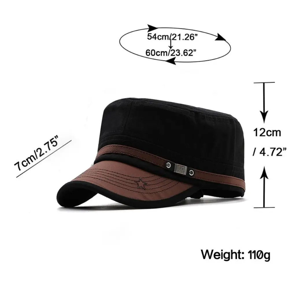 Men Unisex Army Hat Baseball Cap Cotton Cadet Hat Military  Breathable Combat Fishing Flat Adjustable Cap