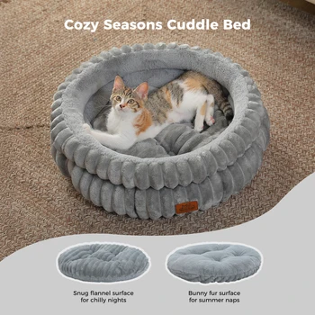 Dog Bed for Medium Dogs Cozy Cat Bed for Indoor Cats Washable Round Pet Bed House with Anti-Slip Bottom Suitable for All Seasons 2