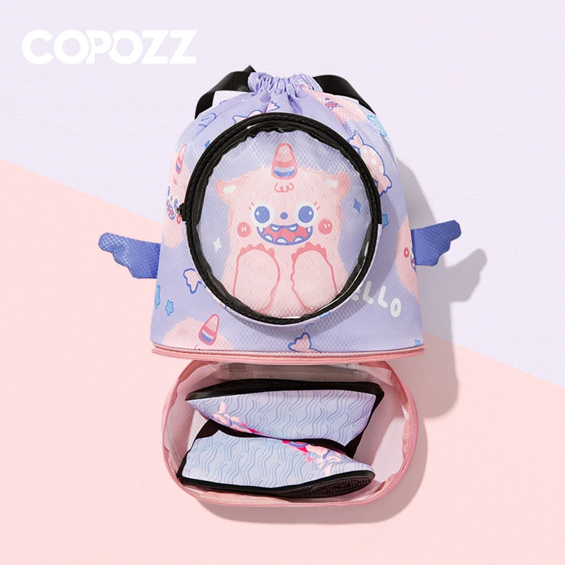 COPOZZ 32604 Child Kids Backpack Boys Girls Swimming Bag Adjustable Waterproof Cartoon Sports Large Capacity Dry Wet Bags Camping Pool Beach