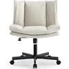 Criss Cross Chair with Wheels, Armless Cross Legged Office Chair, Comfy PU-Leather Desk Chair, Modern Swivel Height Adjus 2
