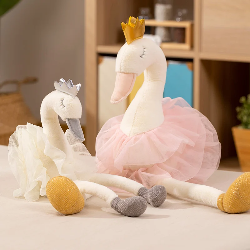 Soft Plush Swan Toy with Yarn Skirt for Kids