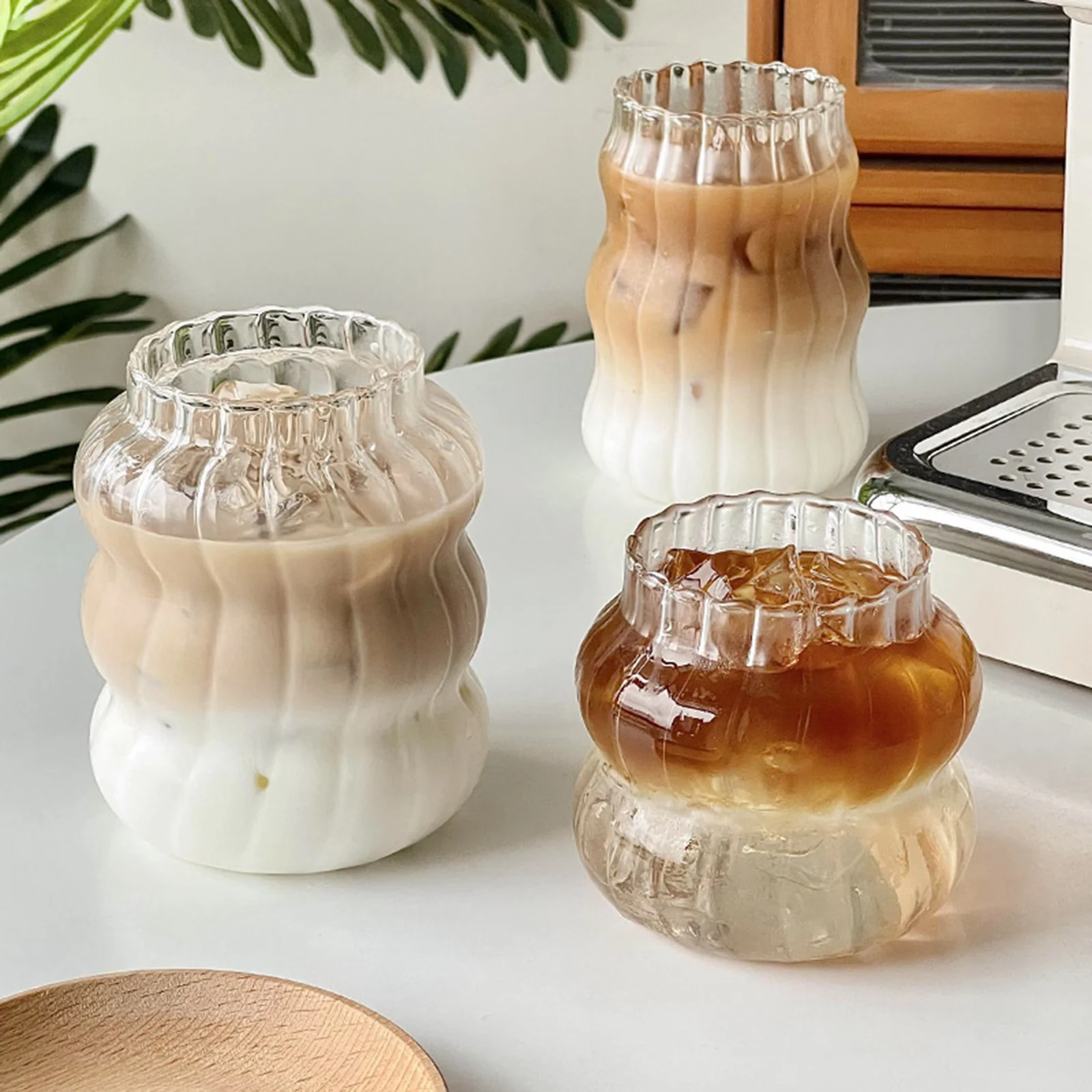 650ml Glass Cold Coffee Cup Retro Mug Transparent Water Tea Drinkware Milk Mugs Cup Tumblers Wine Glasses Cocktail Whisky