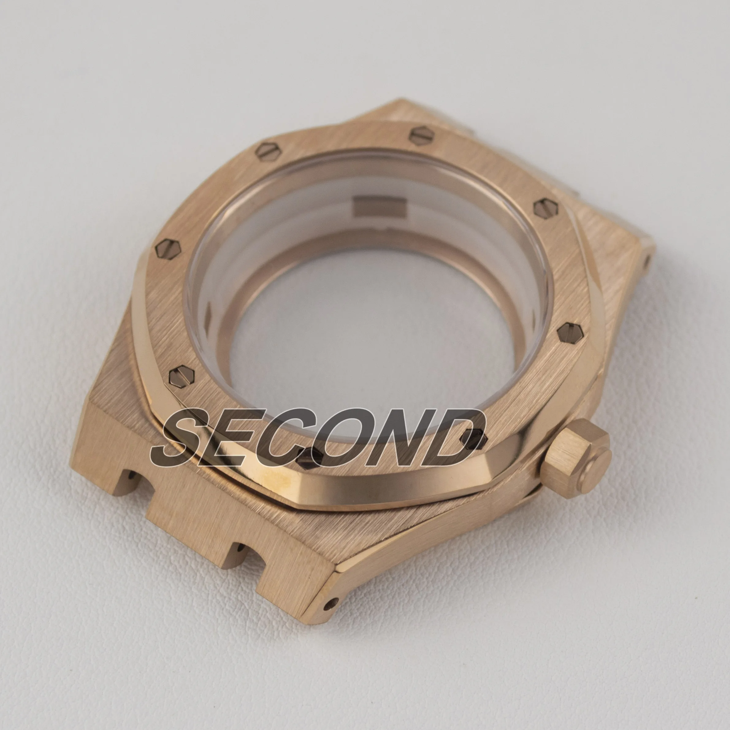 Rose Gold Black PVD Stainless Steel Watch Case with Sapphire Glass - 41mm Waterproof Design