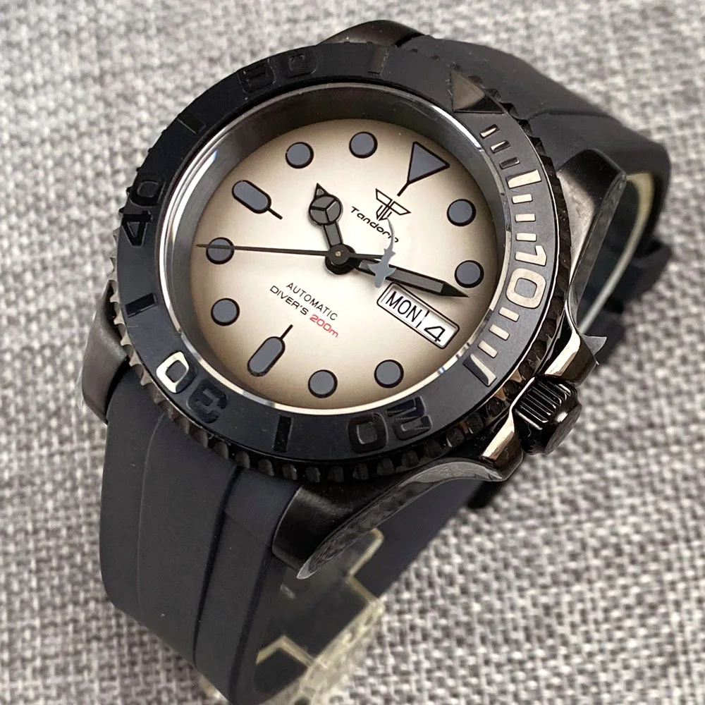 NH36A Date Day Diver Black Mechanical Watch Men Wristwatch Shark