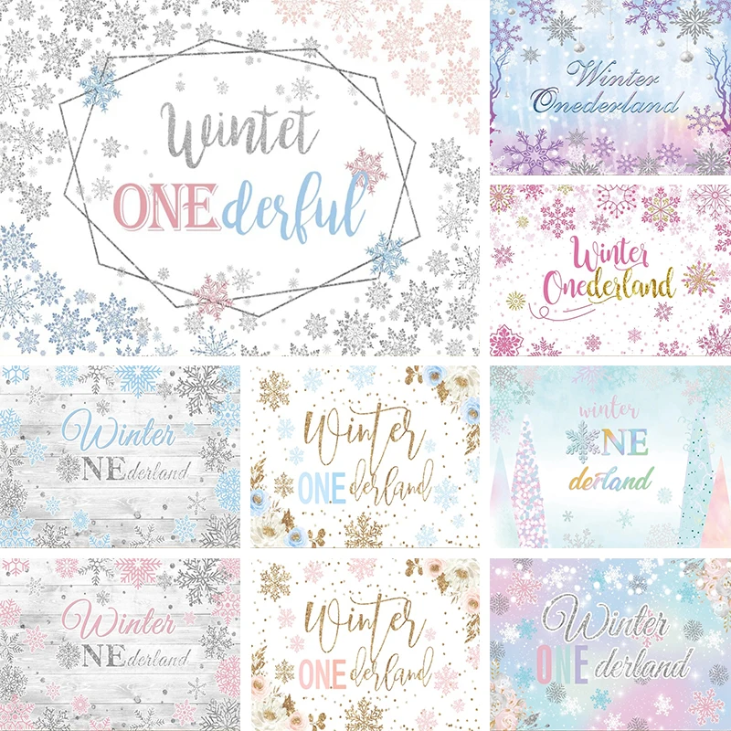 

Winter Onederland 1st Birthday Background for Boy Girl Baby Shower Party Decorations Banner Snowflake Photography Backdrop Props