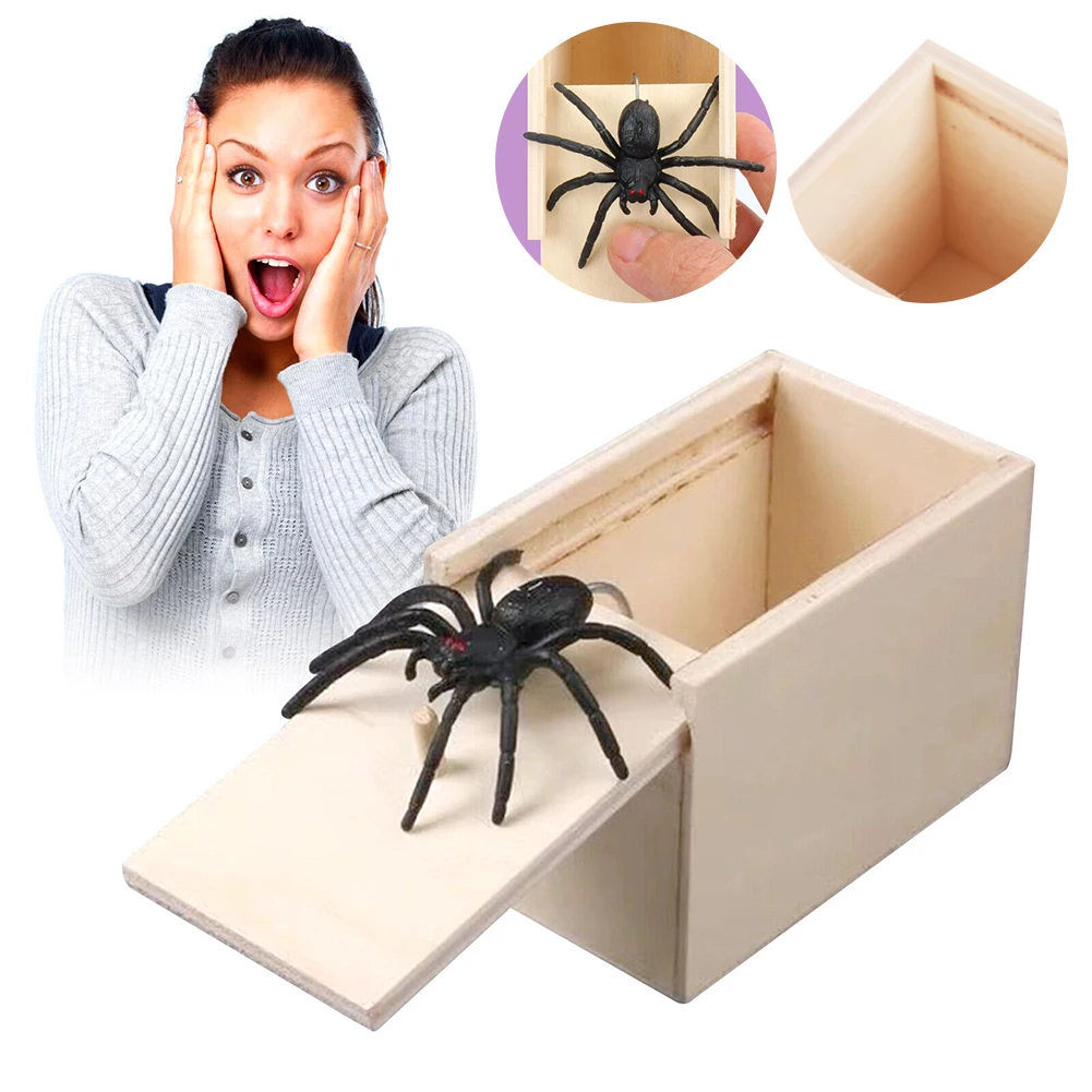 Handcrafted Wooden Spider Money Surprise in A Box Pranks Stuff Toys The Original Spider Prank Box Funny Wooden Toy Gag Gift