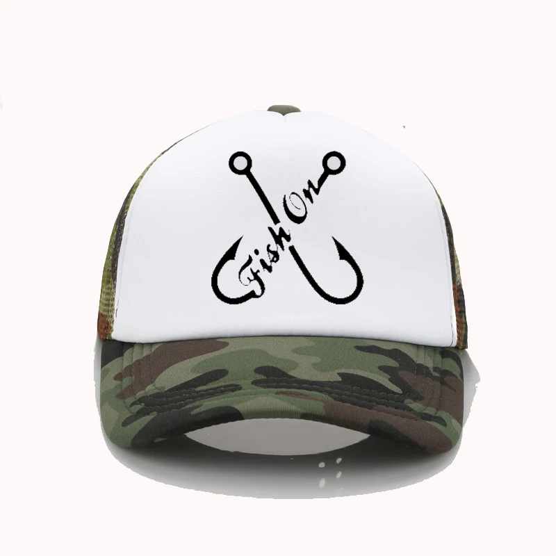 

FedUp Fish ON Fish Hook Funny Baseball Caps for Hip Hop Women Men Breathable Trucker caps adjustable sunshade Dad hat