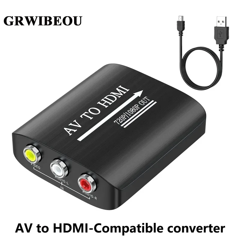Конвертер GRWIBEOU AV-HDMI, адаптер AV-HDMI с поддержкой 720p/1080p для PS1/PS2/PS3/Xbox 360/WII/N64/SNES/STB/VHS/VCR/Blue-Ray