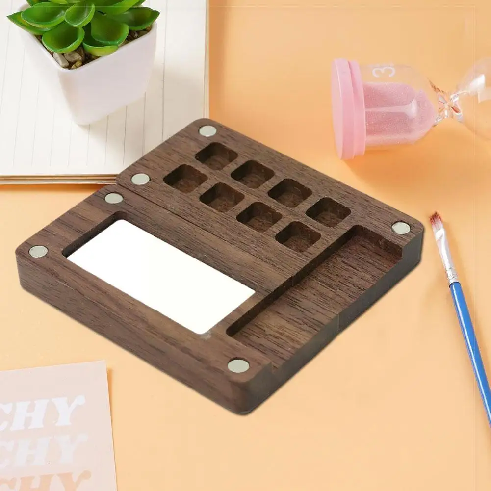 Color Palette Watercolor Palette 8 Grids Portable Wooden Handmade Watercolor Paint Box Palette Empty Mini Supplies Paint Walnut Box