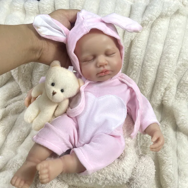 Mini 33CM LouLou Girl Full Solid Silicone Reborn Baby Doll Washable Body Finished Painted Silicone Body Birthday Christmas Gift 4