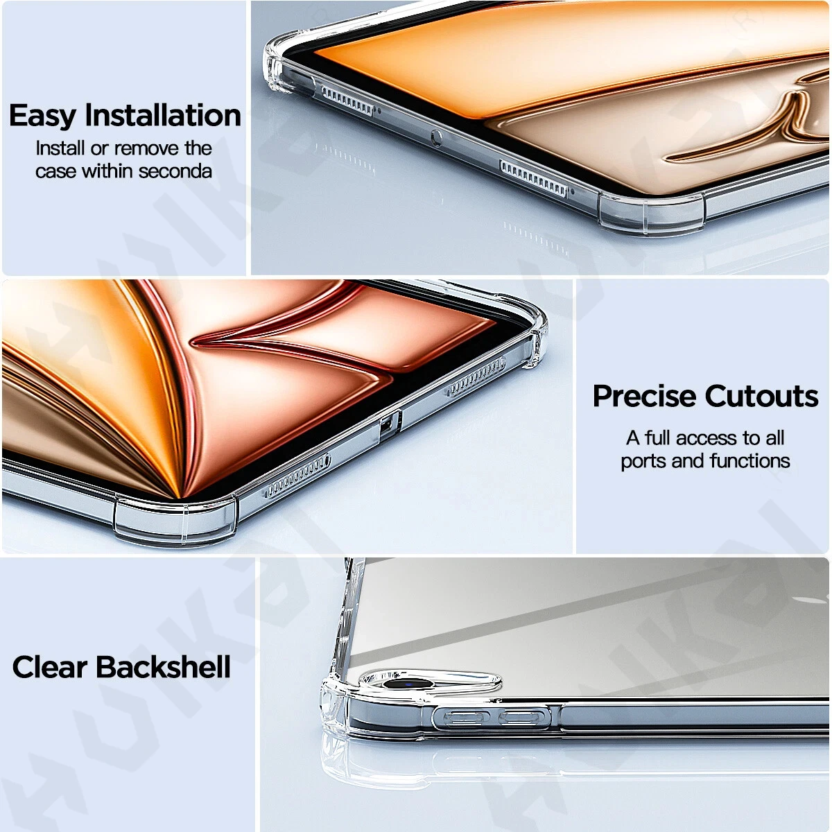 Transparent Slim TPU Protective Cover for Tablets - Clear Back Case