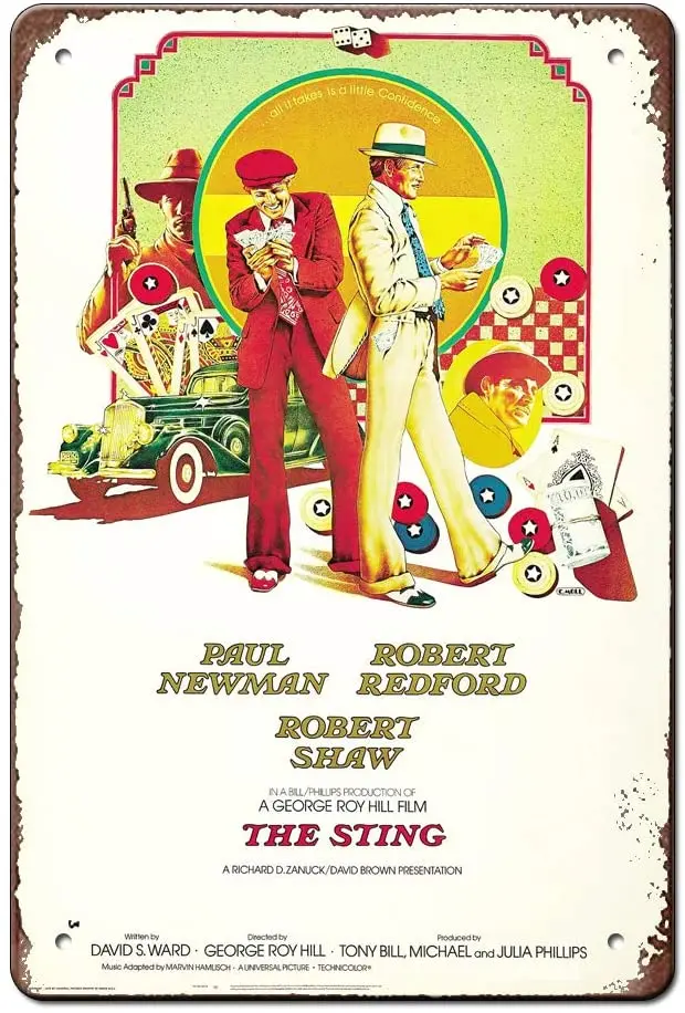 Металлический жестяной плакат по мотивам фильма The Sting 1973 настенный винтажный