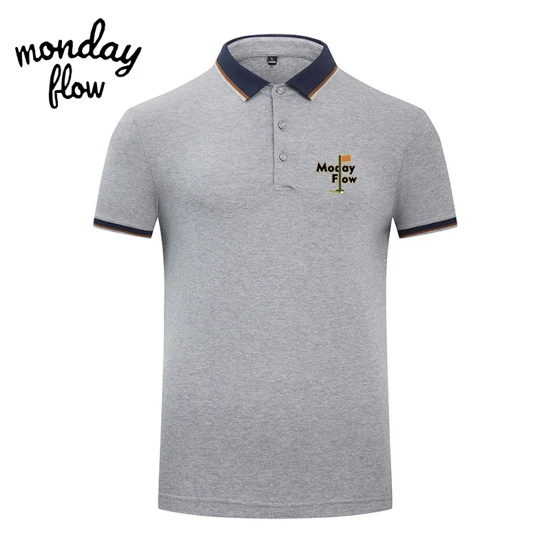 Monday Flow 여름 코튼 골프웨어, 통기성 빠른 건조, 반팔 골프 의류, 탑 티셔츠, 폴로 셔츠