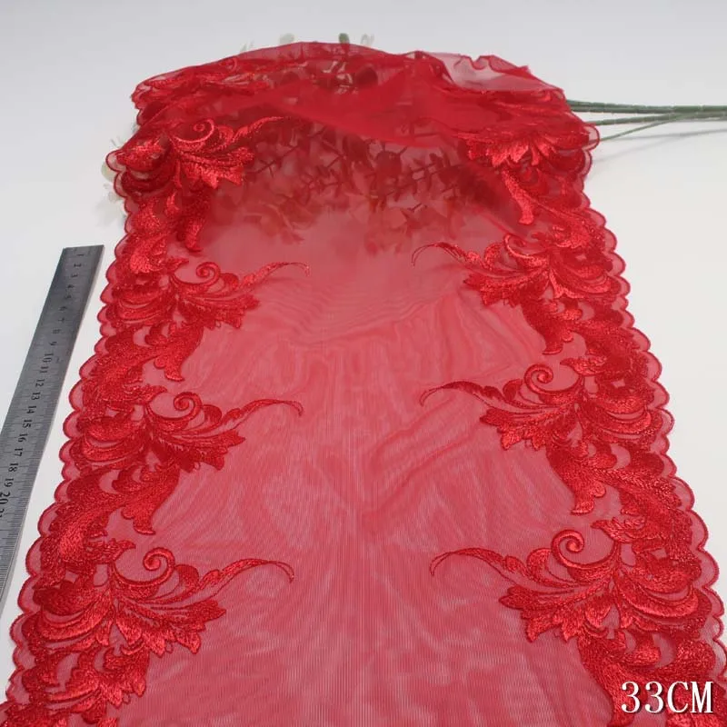 

15Yards Red Two Tones Floral Embroidery Lace Trim For Clothing Accessory Dress Sewing Applique Costume Lace Fabric