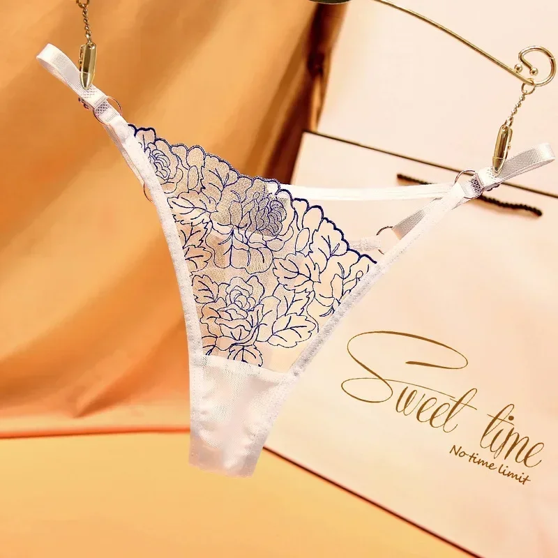 Sexy Lace Thong Women  G Strings WC Adjustable Panties Transparent Underwear Ladies Briefs Lingere  Underware  Lingerie