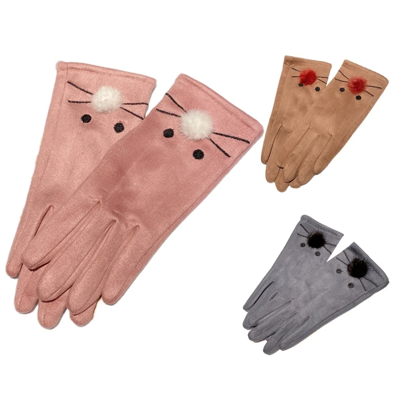 

Women Single Layer Gloves Kitten Full Finger Gloves Outdoor Riding Gloves