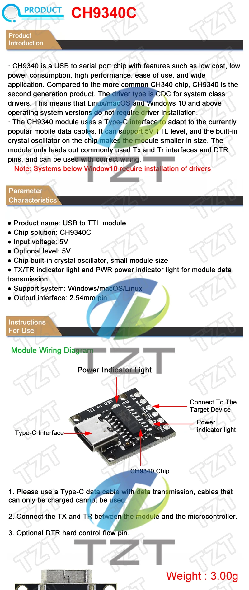 TZT 1/3PCS CH340N SOP8 USB zu TTL Modul Pro Mini Downloader Ersetzt CH340G CH340E CH340C CH9340 für Arduino ESP32 – Detail 1