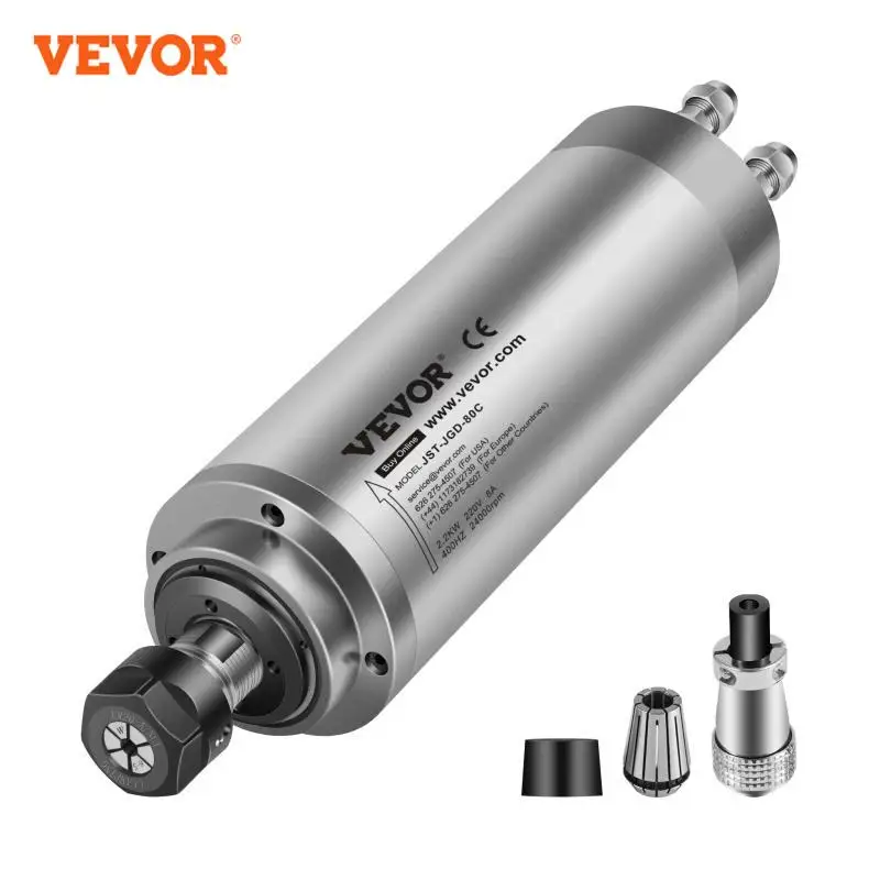 High Speed Motor Water Cooling Spindle Kit VEVOR 2.2KW 3KW Water Cooled Spindle Motor Kits 220V High Speed ER20 Collet 3 Bearings For CNC Router Engraving Milling Machine