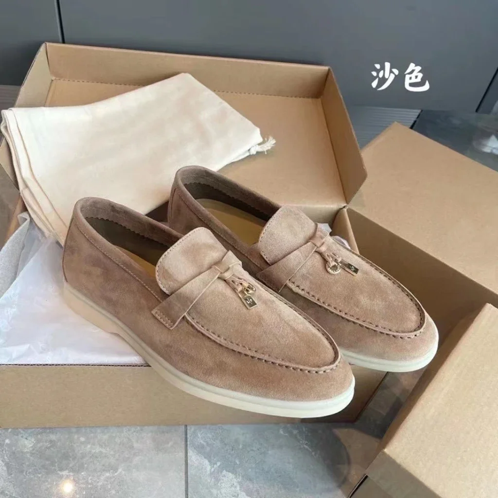 

Men's Loafer Slip on Leisure Flats Genuine Leather Wearing Lazy Shoes British Style Woman Shoes Couple's Casual Flats Shoes