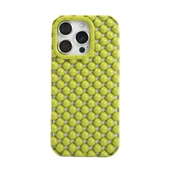 Elegant Green Pearl Beaded Phone Case with Heat Dissipation and Soft TPU Back Cover - iPhone 15 (Green)