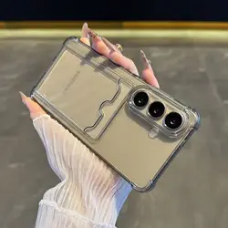Shockproof Clear Card Slot Bag Case with Cover - Galaxy A55 4G (Black)