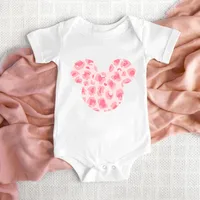 100% Cotton Babies Clothes Minnie Mouse Head New Born Bodysuit White Short Sleeve Girls Romper Baby Summer Clothes 5