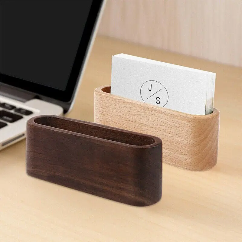 Wooden Card Holder Case Card Note Box Office Name Card Display Stand Business Card Base Stand Box Desktop Card Office Supplies