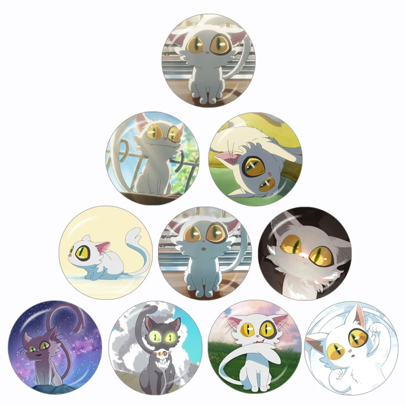 

Аниме судзум No Tojimari, милая Daijin Cat, 10 шт., 12 мм/16 мм/18 мм/20 мм/25 мм/30 мм, круглый стеклянный кабошон для фото, демонстрация плоской спины