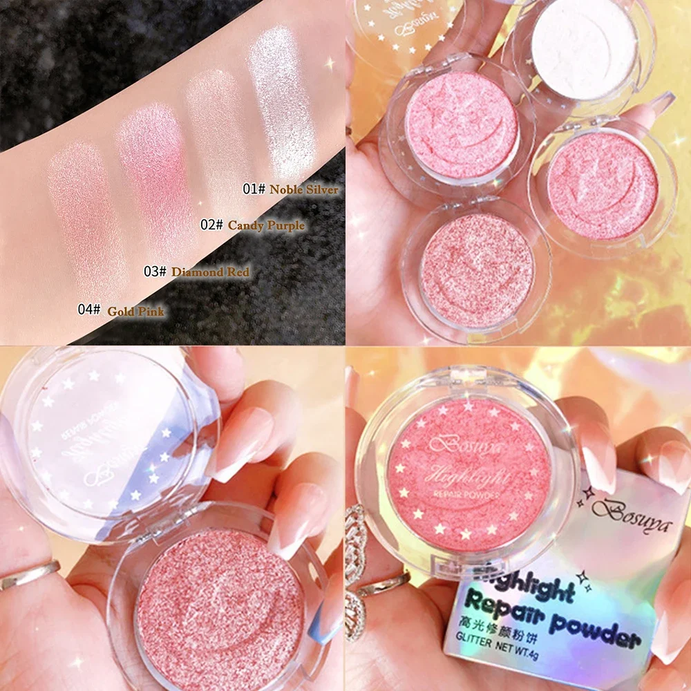 Monochrome Diamond Glitter Highlighter Palette Makeup Face and Body  Brighten Pearlescent White Polarized Purple Highlight Makeup - AliExpress