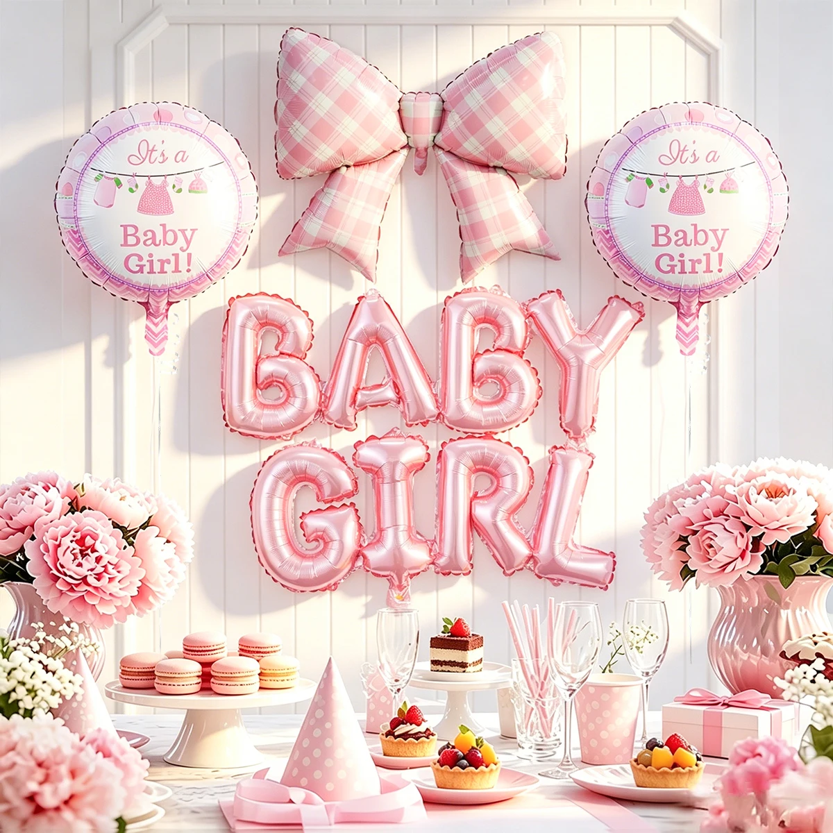 5pcs - Girl Birthday Balloon Set, Suitable for Gender Reveal Party Creations, Baby Shower, Party Decorations