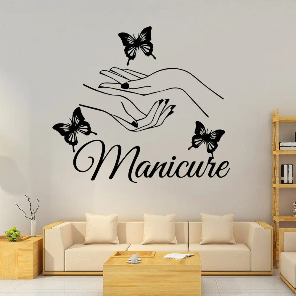 Manicure Nail Salon Home Decor Wall Stickers for Baby's Rooms Removable Decorative Vinyl Decals
