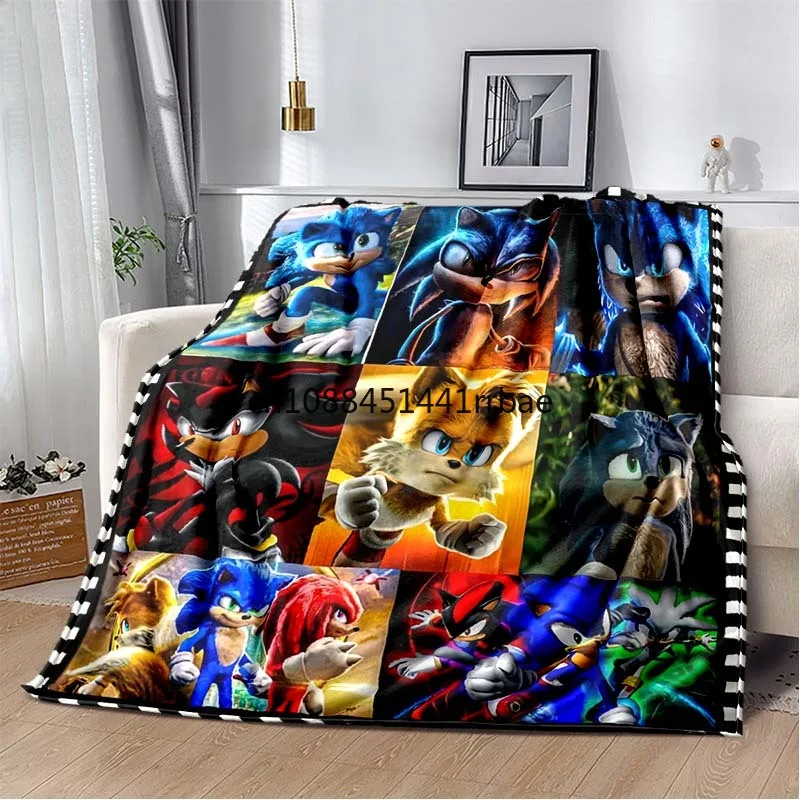 The SS-Sonic Cartoon Priend Blanket Soft Warm Throw Bedroom Decor Napping Couch Sofa Bed Chair Cover for Boys Girls 4